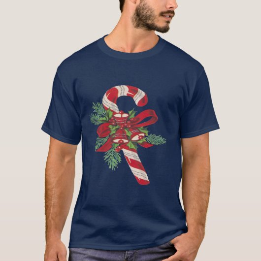 Christmas Candy Cane With Decorative Ribbon and Be Tシャツ (正面)