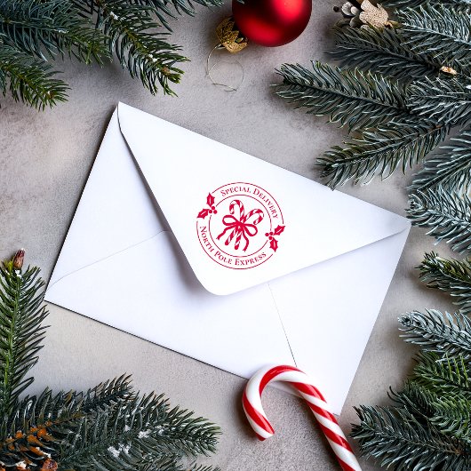 Christmas Candy Cane Wood Art Stamp セルフインキングスタンプ