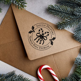 Christmas Candy Cane Wood Art Stamp ラバースタンプ