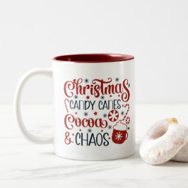 Christmas, Candy Canes, Cocoa & Chaos ツートーンマグカップ