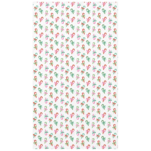 Christmas Candy Canes with Bows - Green & White テーブルクロス (正面)