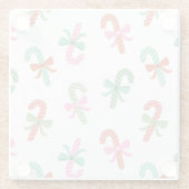 Christmas Candy Canes with Bows - White Coaster ガラスコースター (裏面)