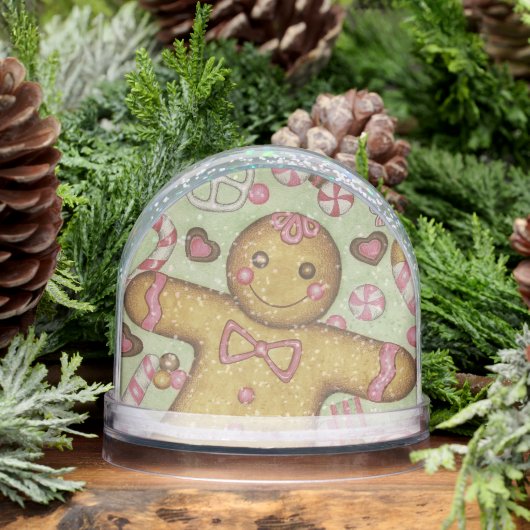 Christmas Candy Gingerbread Cookies Snow Globe  (冬)