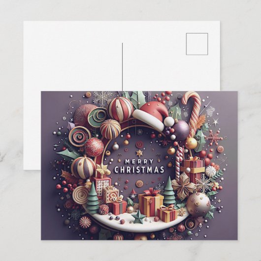 Christmas Card - 3D Theme シーズンポストカード (正面/裏面)