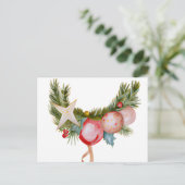 Christmas Card Best Wishes Christmas Ornatments Fe ポストカード (スタンド正面)