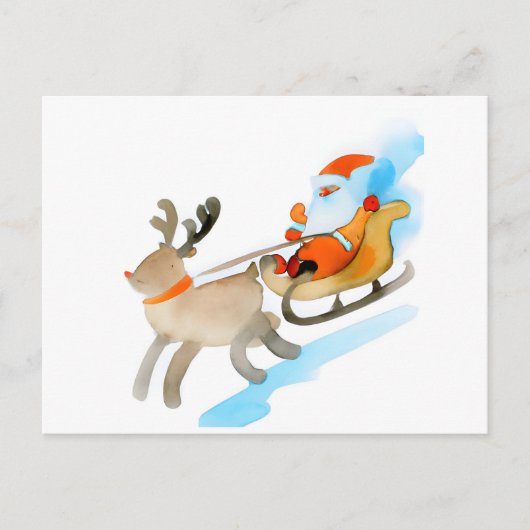 Christmas Card Best Wishes Santa Claus Rudolph Fe ポストカード (正面)