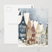 Christmas Card Best Wishes Winter Town Snow Feiert ポストカード (正面/裏面)