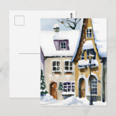 Christmas Card Best Wishes Winter Town Snow Feiert ポストカード (正面/裏面)
