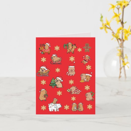 Christmas card, Carte de Noël, Merry Christmas カード (黄色い花)