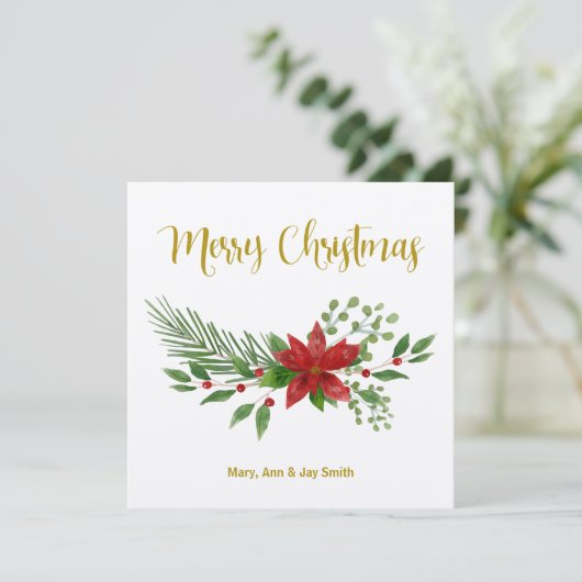 Christmas card design with Poinsettia Design (スタンド正面)