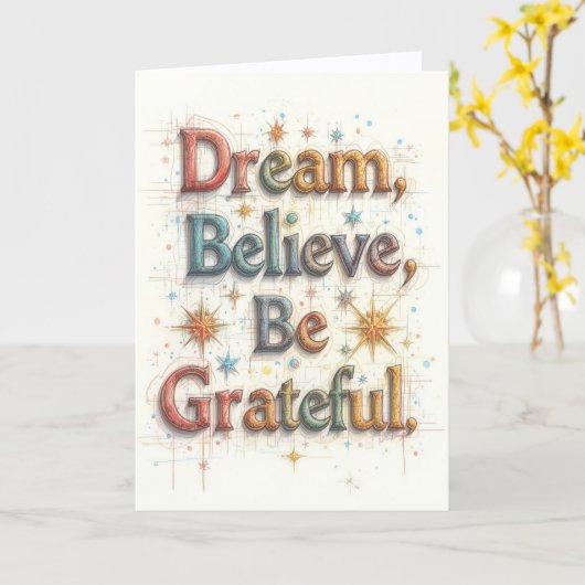 Christmas Card - Dream, Believe, Be Grateful (A) カード (黄色い花)