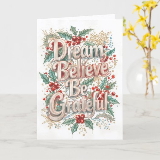 Christmas Card - Dream, Believe, Be Grateful (B) カード (黄色い花)