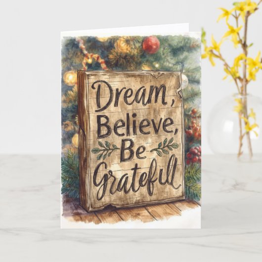 Christmas Card - Dream, Believe, Be Grateful (C) カード (黄色い花)