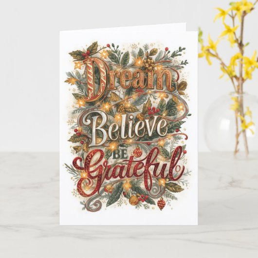 Christmas Card - Dream, Believe, Be Grateful (D) カード (黄色い花)
