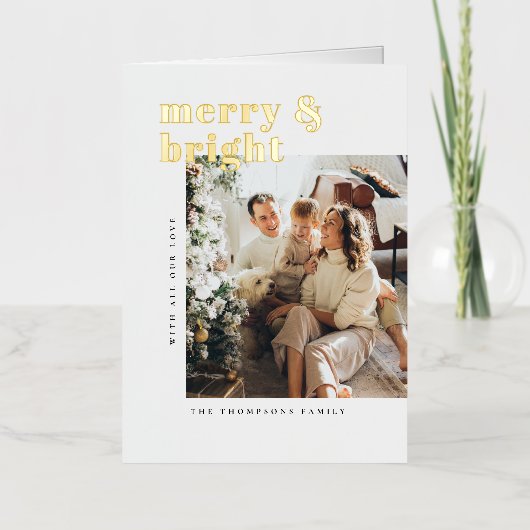 Christmas Card Foil Merry & Bright 箔シーズンカード (正面)