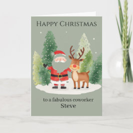 Christmas Card for a Coworker – Santa and Reindeer カード