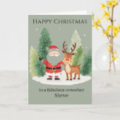 Christmas Card for a Coworker – Santa and Reindeer カード (黄色い花)