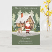 Christmas Card for a Coworker - Santa & Reindeer カード (黄色い花)