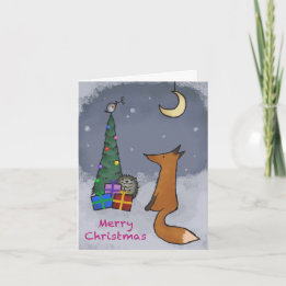 Christmas card, fox and friends, folding シーズンカード
