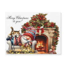 Christmas Card Magnet 4.25"x5" with Sleeping Santa