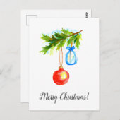 Christmas Card Merry Christmas Wishes Ornatments ポストカード (正面/裏面)