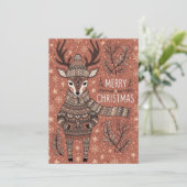 Christmas Card of Reindeer In Knitted Sweater  シーズンカード (スタンド正面)