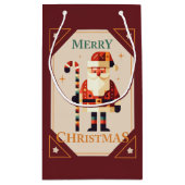 Christmas Card of Santa Claus With Candy Cane スモールペーパーバッグ (裏面)