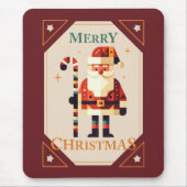 Christmas Card of Santa Claus With Candy Cane マウスパッド (正面)