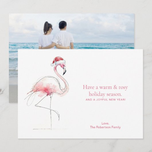 CHRISTMAS CARD Pink Flamingo Florida Holiday Card シーズンカード (正面/裏面)