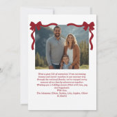 Christmas Card – Red Bow, 4 Photo, Personalized サンキューカード (裏面)