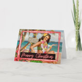 Christmas Card - Retro - Tropical - "Let It Snow" カード (正面)