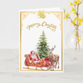 Christmas Card "Santa is coming" カード (黄色い花)
