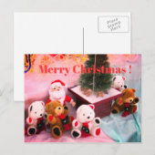 Christmas card：Santa's stuffed & bear stuffed シーズンポストカード (正面/裏面)
