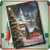 CHRISTMAS CARD - Snow-covered Christmas Village カード