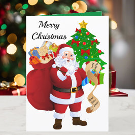 Christmas Card To Grandkids Santa List with Photo シーズンカード