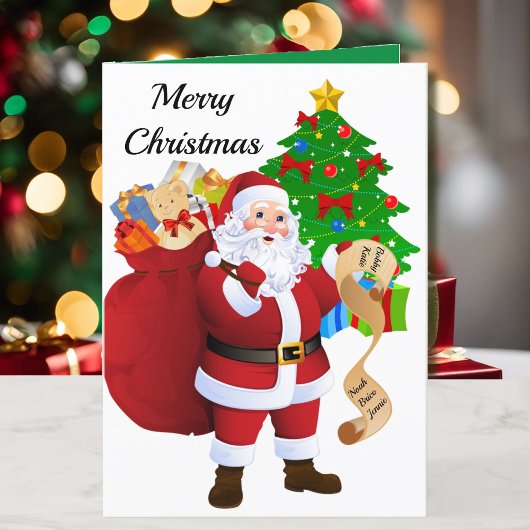 Christmas Card To Grandkids Santa List with Photo シーズンカード