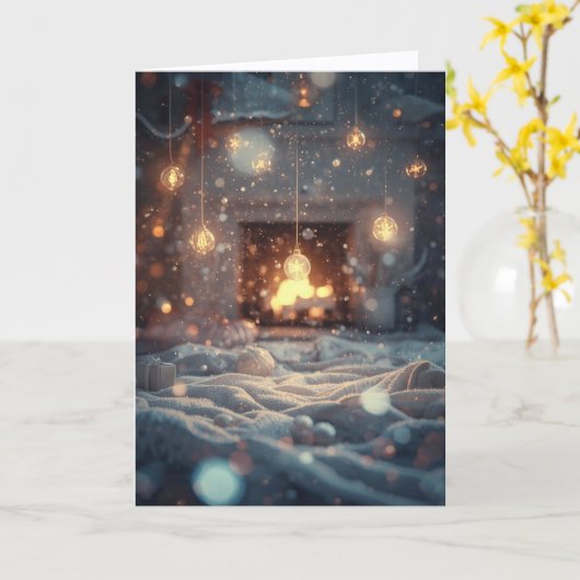 Christmas Card - Warmth, Comfort & Joy カード (黄色い花)