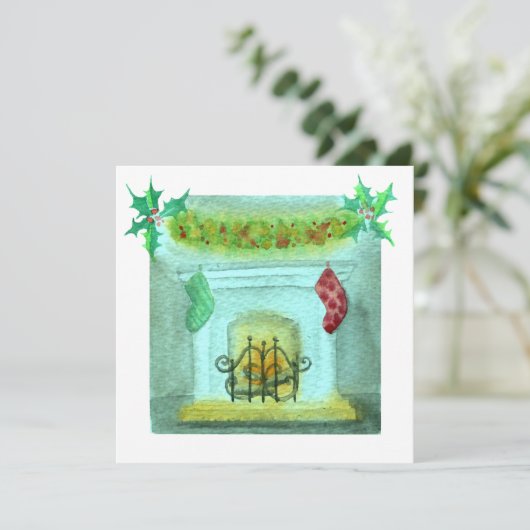 Christmas Card With A Fireplace カード (スタンド正面)