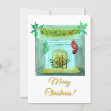 Christmas Card With A Fireplace