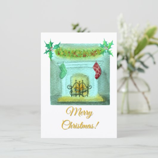 Christmas Card With A Fireplace シーズンカード (スタンド正面)