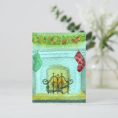 Christmas Card With A Fireplace ポストカード (スタンド正面)