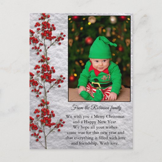 Christmas Card With a Smiling and Happy Baby. ポストカード (正面)