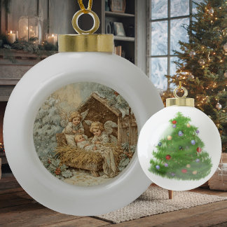 Christmas card with baby Snowflake Framed Ornament セラミックボールオーナメント