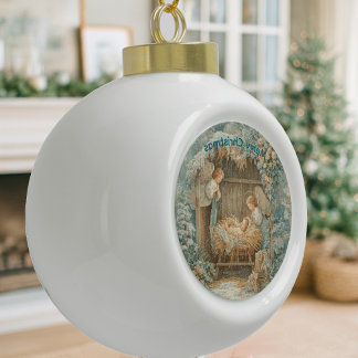 Christmas card with baby Snowflake Framed Ornament セラミックボールオーナメント