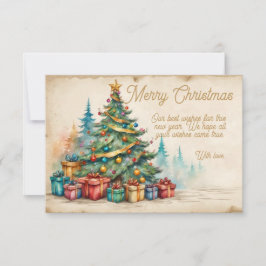 Christmas Card With Decorated Tree and Gifts カード