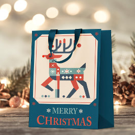 Christmas Card with Reindeer Illustration Design スモールペーパーバッグ