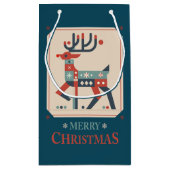 Christmas Card with Reindeer Illustration Design スモールペーパーバッグ (裏面)