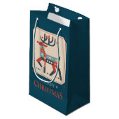 Christmas Card with Reindeer Illustration Design スモールペーパーバッグ (正面アングル)