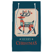 Christmas Card with Reindeer Illustration Design スモールペーパーバッグ (正面)