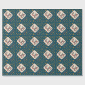 Christmas Card with Reindeer Illustration Design ラッピングペーパー (フラット)